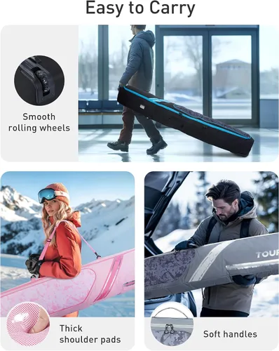 Miniatura 2 de TOURIT Rolling Ski Bag and Ski Boot Bag Combo - Fully Padded Snowboard Bag with Wheels for Air Travel, Wheeled Ski Bag Holds 2 Pairs of Skis (195cm)