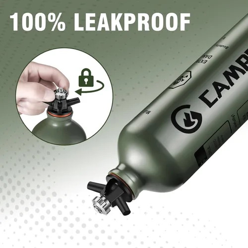 Miniatura 5 de Botella de combustible 1L para acampar al aire libre con válvula de seguridad, verde militar
