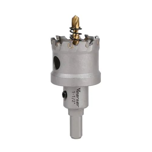 Sierra perforadora de carburo de 1-1/2 pulgadas (1.496 in) para metal duro, cortador de agujeros con punta de carburo de tungsteno con broca piloto