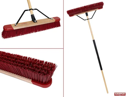Miniatura 3 de Harper Escoba de empuje multiusos de 24 pulgadas para interiores y exteriores, húmedo/seco, tierra, mantillo multiusos con cerdas semistiff, hierba