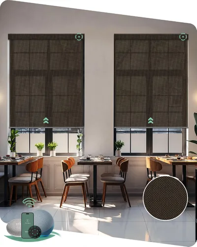 Miniatura 11 de Yoolax Persianas solares motorizadas que filtran la luz, persianas inteligentes con control remoto, funcionan con Alexa, persianas enrollables