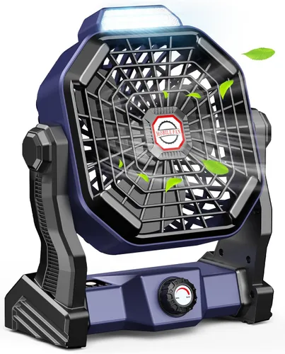 Miniatura 11 de JINLICTE Ventilador de Camping con Linterna LED, 20000 mAh, 9 Pulgadas, Ventilador Portátil Recargable con Batería, con Velocidad Variable y Negro