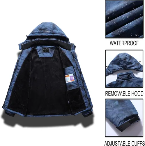 Miniatura 7 de Pooluly - Chaqueta impermeable de invierno, esquí, snowboard, para hombre, con capucha, rompevientos.