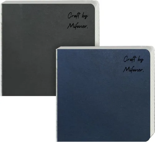 Miniatura 14 de Mifuner Cuaderno de bocetos cuadrado de tapa dura azul profundo, 4.7 x 4.7 pulgadas, 42 hojas de libro de arte de 250 GSM, papel ultra suave, ideal