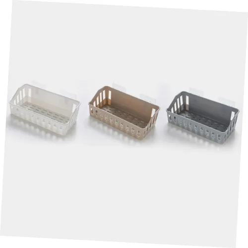 Miniatura 2 de Cabilock Estante de baño montado en la pared, cesta de almacenamiento para ducha y cocina, café claro, organizador multiusos para almacenamiento