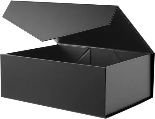 Miniatura 53 de BLK&WH Caja de regalo de 9 x 6.5 x 3.8 pulgadas, caja de regalo negra, caja de padrino, caja plegable con tapa de cierre magnético para embalaje