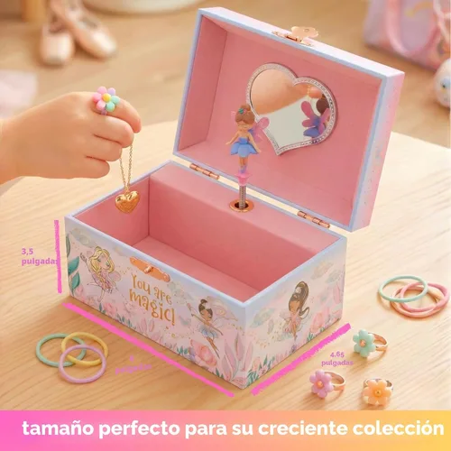 Miniatura 7 de Giggle & Honey Joyero musical de hadas para niñas, caja de música para niños con hada giratoria y espejo, regalos de cumpleaños de princesa