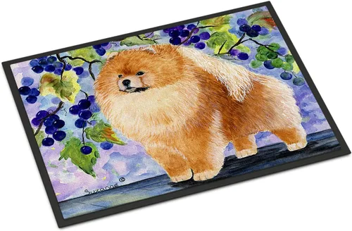 Caroline's Treasures SS8251MAT - Felpudo Pomerania de 18 x 27 pulgadas, para interiores y exteriores, para entrada, antideslizante, lavable, de pelo