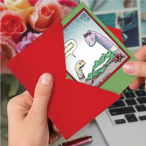 Miniatura 6 de NobleWorks - Caja de 12 tarjetas de Navidad de dibujos animados divertidas - Paquete a granel de vacaciones para Navidad, juego de tarjetas de humor