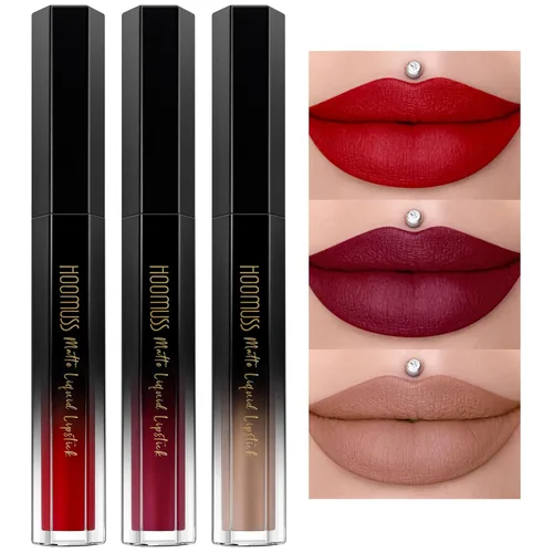 Miniatura 12 de Lápiz labial rojo de larga duración, pintalabios líquido mate para mujeres sin transferencia, a prueba de manchas, suave y fácil de aplicar