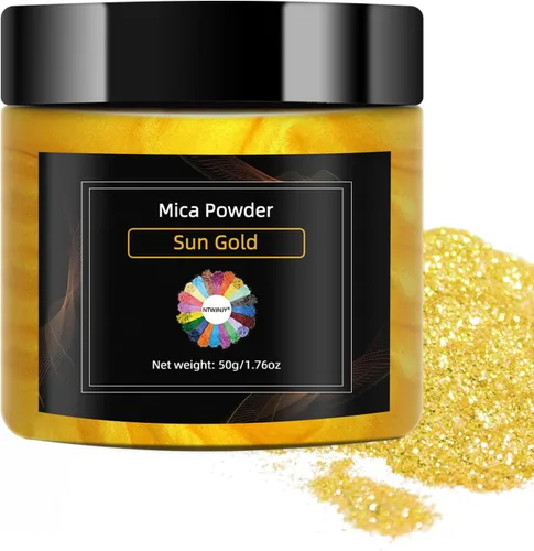 Miniatura 14 de NTWJNJY Polvo de Mica Verde Oscuro, Polvo de Mica Natural con Destello para Resina Epóxica/Velas/Jabón/Brillo de Labios/Slime/Arena Movediza/Bombas