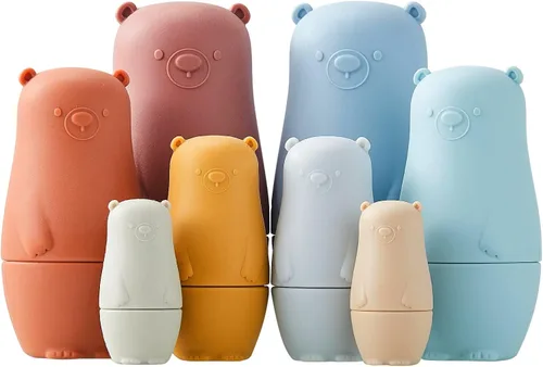 Chivao 8 Piezas Muñecas Rusas Anidables, Muñeca Matryoshka de Silicona Juguetes de Pascua Juguete Educativo Muñecas Anidables Apilables para Niños