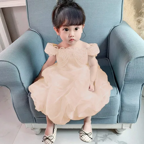 Miniatura 4 de Vestido de princesa con lentejuelas bordadas con hombros descubiertos y lentejuelas para niñas pequeñas, vestidos de fiesta de dama de honor