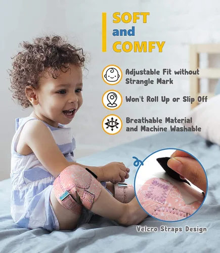 Miniatura 4 de (2 generación) Rodilleras para gatear con certificado CPSIA, cómodas, unisex, para niños pequeños y bebés que gatean (2 pares)