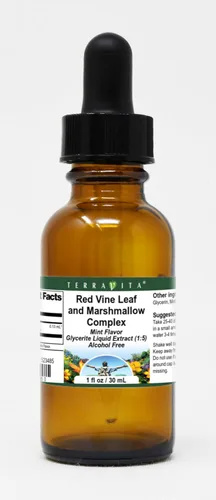 Terravita Extracto líquido de glicerita complejo de hoja de vid roja y malvavisco (1:5), sabor a menta (1 oz, ZIN: 523485)