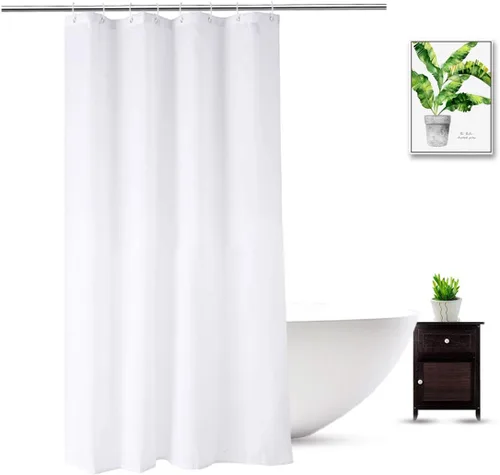 Miniatura 19 de Cortina de ducha de 36 x 72 pulgadas, repelente al agua, juego de cortinas de ducha de tela blanca pequeña para spa hotel, lavable a máquina