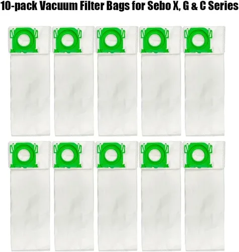 Miniatura 2 de Paquete de 10 bolsas de aspiradora 5093AM para SEBO 370 X, G y C Series Bolsas verticales para aspiradoras, compatibles con SEBO Felix, E3, K3, X1