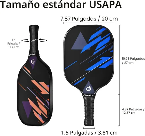 Miniatura 7 de niupipo Pickleball Paddles Set of 2 or 4, USAPA Approved Fiberglass Pickleball Paddle Set with Balls and Bag, Polypropylene Honeycomb Core, Azul