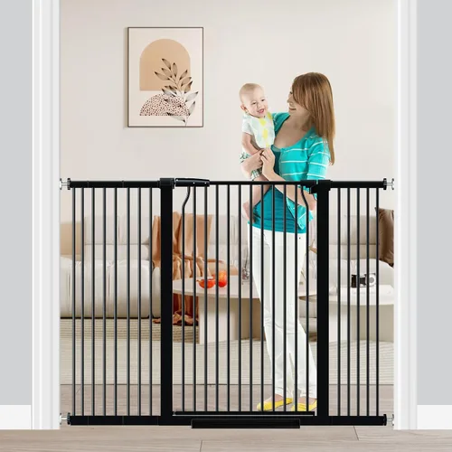 Miniatura 9 de Fairy Baby Puerta extra alta para bebés de 40.5 pulgadas, sin taladro, puerta extra ancha de 29.6 a 40.5 pulgadas para mascotas, puerta de seguridad