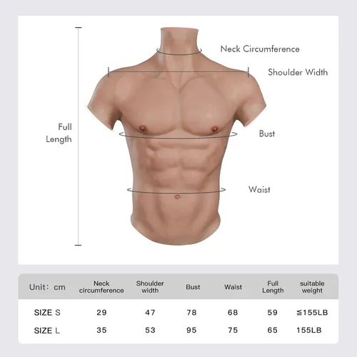 Miniatura 7 de BINIMOKOO Traje de silicona realista para el pecho masculino traje muscular falso traje muscular de silicona