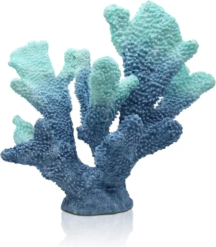 Decoración de coral azul, estatua artificial de arrecife de coral, decoración náutica de mesa para sala de estar y hogar (7.8 pulgadas de alto)