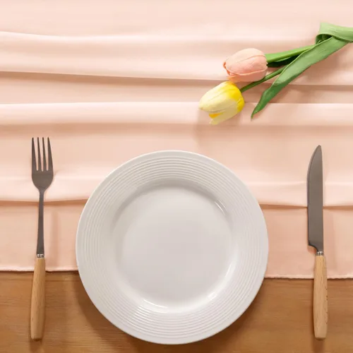 Miniatura 3 de Socomi Camino de mesa de gasa beige para verano, bohemio, rústico, de 10 pies, 29 x 120 pulgadas, decoración de camino de mesa de boda, decoración