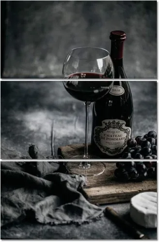 Miniatura 118 de Obra de arte para paredes del hogar, 3 paneles de letras de vino tinto, pinturas de corcho, impresiones HD, arte de pared de corcho de vino sobre