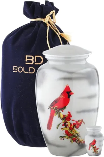 Miniatura 10 de BOLD & DIVINE Urnas pequeñas de recuerdo de pájaro cardenal para cenizas humanas Hecho a mano Juego de 4 mini urnas con caja y embudo