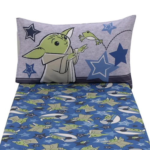 Miniatura 4 de NoJo Star Wars The Child Más Bonito en la Galaxia Azul, Verde y Gris Grogu y Hover Pod Juego de Sábanas para Niños Pequeños de 2 Piezas - Sábana