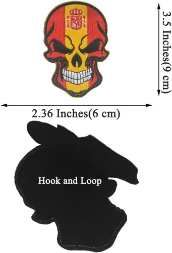 Miniatura 2 de 2 parches de bandera de AliPlus de España, parches de calavera bordados, tácticos, militares, moral, parche con gancho y bucle