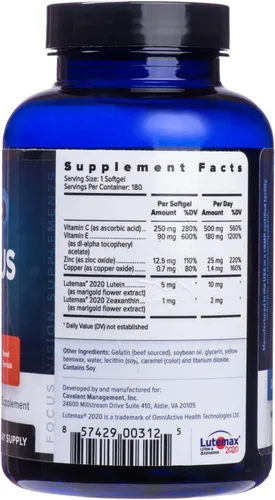 Focus Select AREDS2 - Suplemento de vitaminas y minerales para los ojos a base de AREDS2 - Suplemento a base de AREDS2 para ojos (360 unidades,
