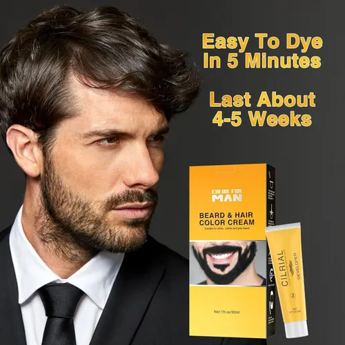 Miniatura 5 de Tinte para barba para hombres, colorante de barba para hombres, tinte negro para bigote y barba para hombres, 3 piezas de tinte de barba para hombre