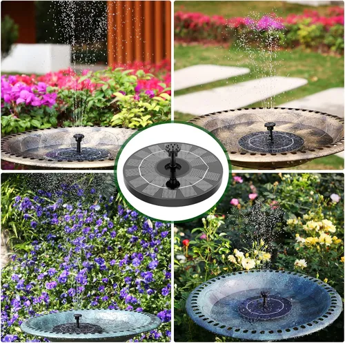 Miniatura 8 de Fuente solar flotante al aire libre 3.5W bomba solar de estanque con 6 boquillas para baño de pájaros, acuario, jardín, fuente (1 unidad)