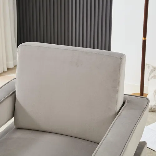 Miniatura 7 de Silla decorativa de terciopelo, moderna silla decorativa gris para sala de estar, silla tapizada para sala de estar para oficina en casa, base