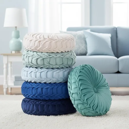Miniatura 14 de Yerliker 6 cojines de suelo redondos de terciopelo de 15 pulgadas, cojines flexibles y coloridos para sofá, silla, sala de estar, dormitorio