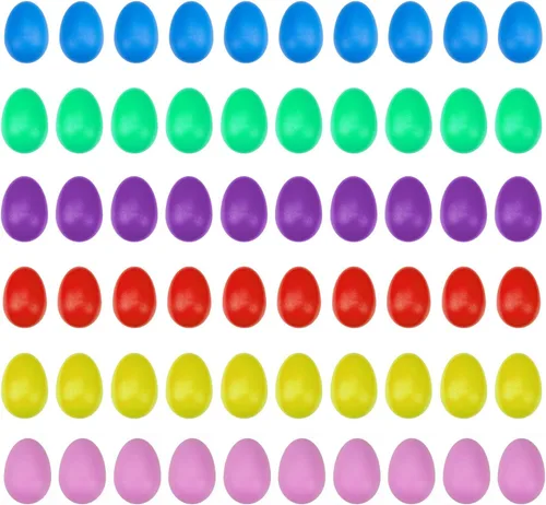 Foraineam 60 piezas de plástico para huevos - coloridos huevos de Pascua Maracas Instrumentos musicales - Huevos de música de percusión Noisemaker