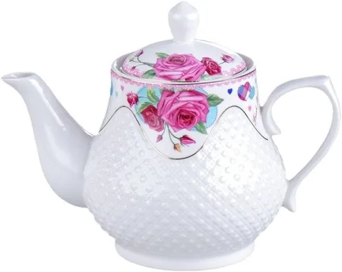 Miniatura 8 de 123Arts Tetera, tetera de flores, tetera de cerámica, tetera para oficina en casa, 33 onzas, 33.8 fl oz B-33.8 fl oz