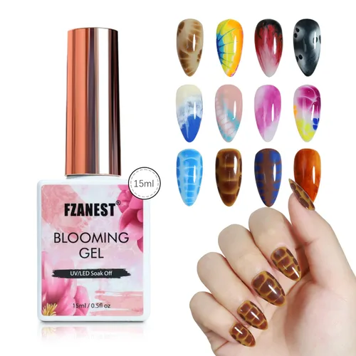 Miniatura 20 de FZANEST Esmalte de uñas en gel azul bebé, color de verano amarillo esmalte en gel para arte de uñas removible LED UV #D15