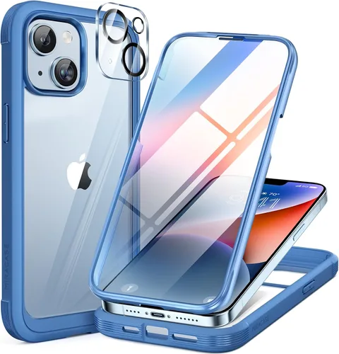 Miniatura 21 de Miracase Funda para iPhone 13 de 6.1 pulgadas, [sin burbujas] funda de teléfono de cuerpo completo con pantalla de vidrio completa integrada, sin