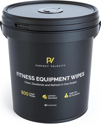 Toallitas para equipos de fitness con dispensador de cubo reutilizable, 800 toallitas húmedas prehumedecidas con aroma a limón multisuperficie,