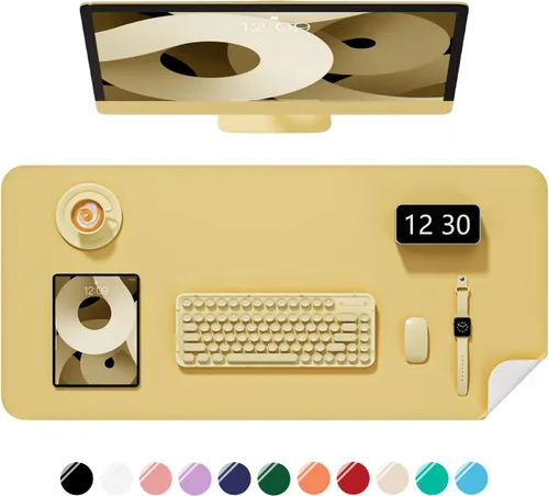 Miniatura 34 de Alfombrilla de escritorio, 60 x 35 cm, de piel sintética, antideslizante, alfombrilla grande para mouse para escritorio, impermeable, almohadilla