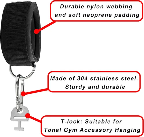 Miniatura 5 de Correas de entrenamiento de tobillo para máquina de gimnasio tonal, accesorios de correa de tobillo ajustable para Tonal, con adaptador de bloqueo