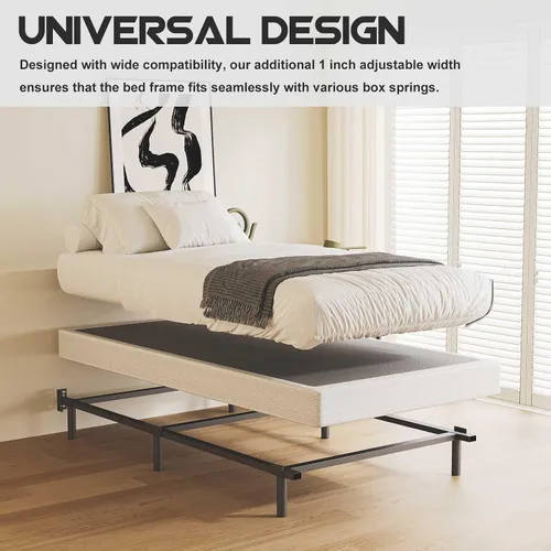 Miniatura 3 de Bedsnus Base de cama individual de 7 pulgadas, compatible con la mayoría de colchones o somier, base de cama de soporte de 6 patas, sin ruido, fácil