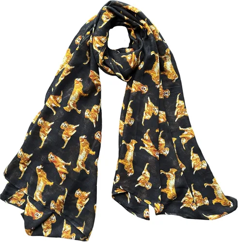 Miniatura 2 de Lina & Lily Bufanda ligera con estampado de perro Golden Retriever para mujer
