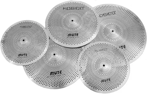 Miniatura 20 de Arborea Paquete de Platillos de Bajo Volumen 8 piezas Negros para Práctica Silenciosa para Set de Tambores 10"/12" Splash/14" HiHats/16" Crash/18