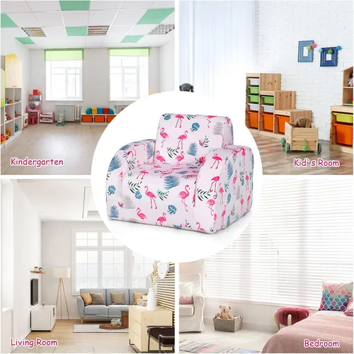 Miniatura 7 de HONEY JOY Sofá para niños, sofá plegable convertible 3 en 1 para niños y cómoda silla tumbona abierta para jugar, sofá plegable de espuma, regalo