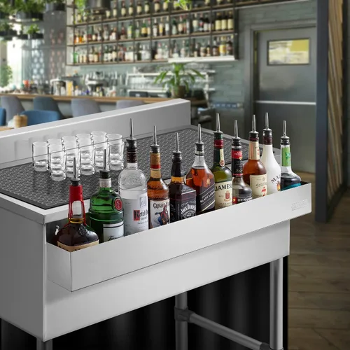 Miniatura 2 de GRIDMANN Riel de velocidad única de 42 pulgadas - Soporte para botellas de licor de acero inoxidable para barras
