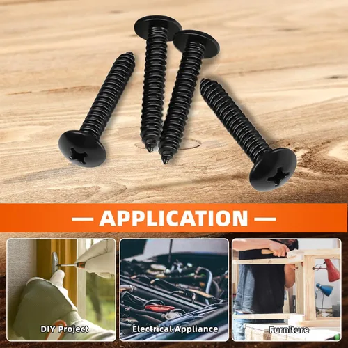 Miniatura 5 de Tornillos de madera autorroscantes #14 x 1-1/2 pulgadas, acabado negro, acero inoxidable 304 18-8, 25