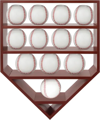 Miniatura 8 de FramePro Estuche de exhibición de béisbol, caja de sombras, estante organizador de gabinete de pared para 12 bolas con puerta delantera de madera