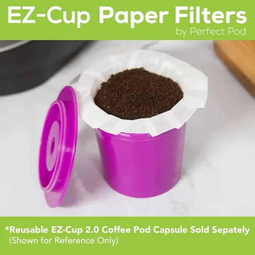 Miniatura 3 de Perfect Pod EZ-Cup 2.0 Filtros de café de papel desechables para cápsulas de café reutilizables de una sola porción, paquete de 6 (300 unidades)